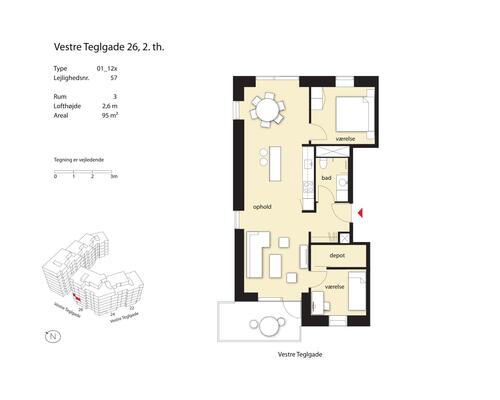 3 værelses lejlighed i København SV