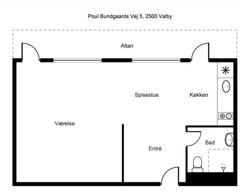 1 værelses lejlighed i Valby