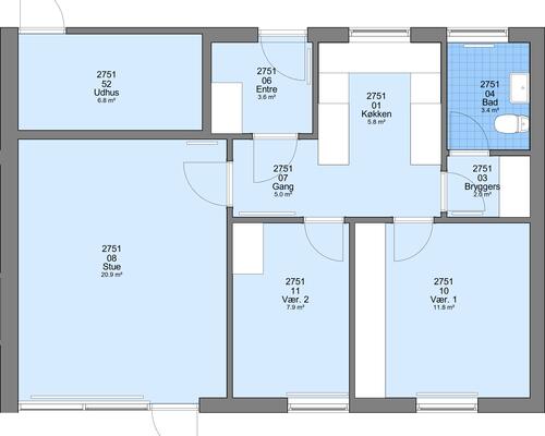 3 værelses hus i Øster Vrå