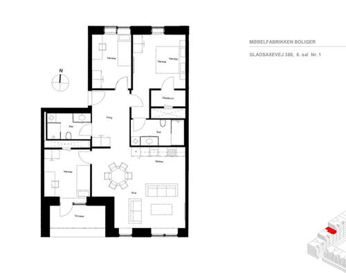 Stor 4-værelses lejlighed med med altan og plads til hele familien