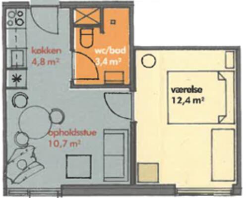 2. værelses lejlighed i naturrigt og fredeligt område