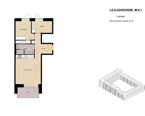 3 værelses lejlighed i København SV