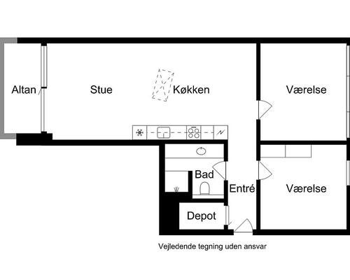 3 værelses lejlighed i København S