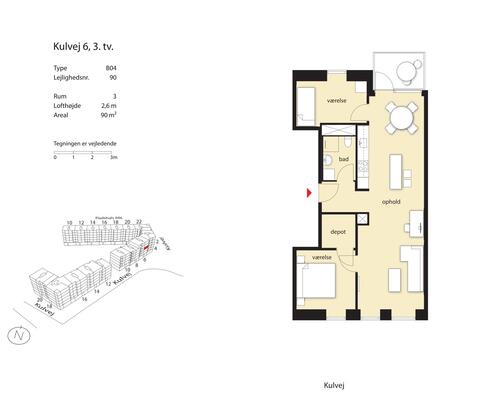 3 værelses lejlighed i København SV