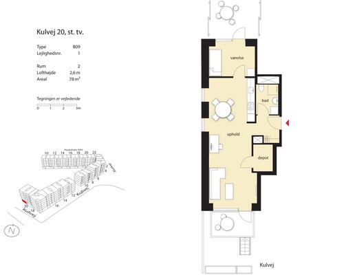 2 værelses lejlighed i København SV