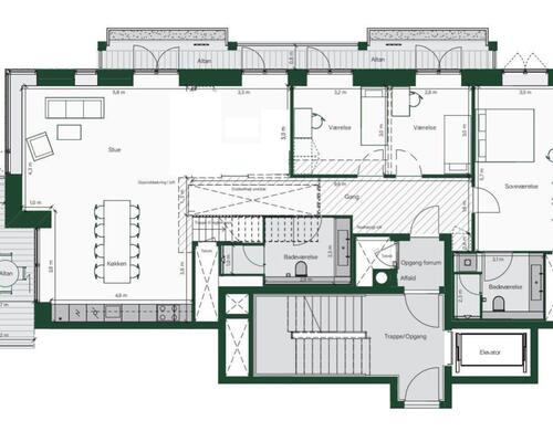 5 værelses lejlighed i København S
