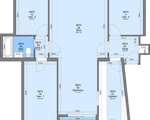 5 værelses lejlighed i Randers
