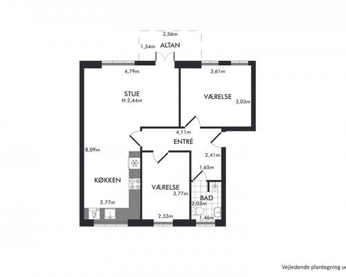 Skøn lejlighed udlejes umøbleret til expats