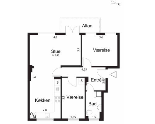 Skøn lejlighed udlejes umøbleret til expats