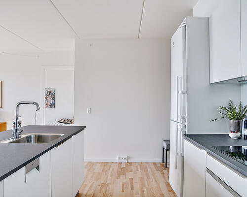 Rummelig og moderne 2-værelses lejlighed med terrasse