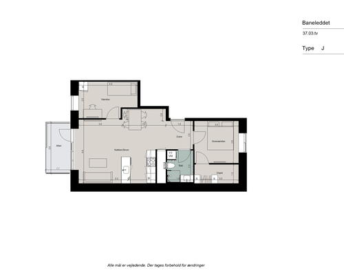 Flot 3-værelses med lyst køkken-alrum, stor altan og alt i hårde hvidevare - Ingen bindingsperiode!