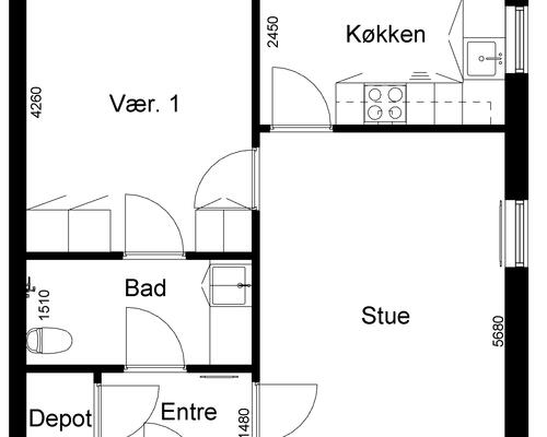 2 værelses lejlighed i Kjellerup