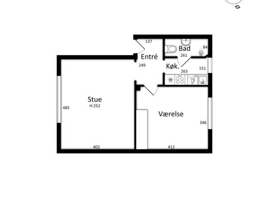 Renoveret 2-værelses lejlighed i Frederikshavn 9900