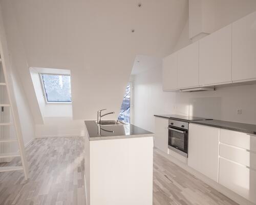 Hyggelig lejlighed på 1. sal med hems og god udsigt - husdyr tilladt