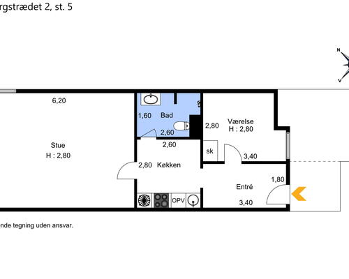 Stor 2-værelses perfekt placeret i Odense C! - KUN 1 MÅNEDS DEPOSITUM