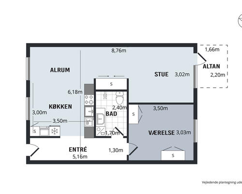 Stor, moderne 2-værelses lejlighed på Blegkilde Alle