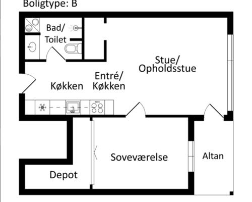 Nyopført 2-værelses lejlighed i Gartnerbyen