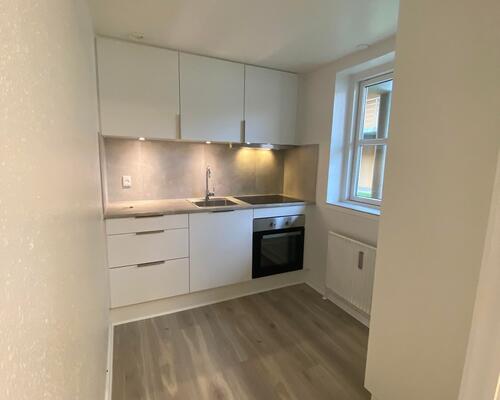 Nyrenoveret 2-værelses lejlighed på 1. sal med central beliggenhed.