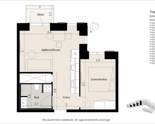 Moderne 2-værelses lejlighed med altan i Tingbjerg