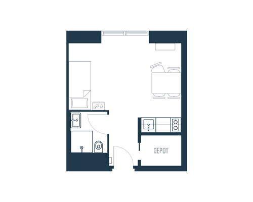 1 værelses lejlighed i Roskilde