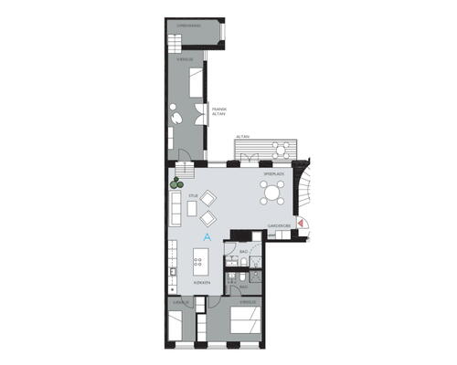 Moderniseret lejebolig med 2 badeværelser, altan og elevator - nabo til Amalienborg