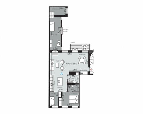 Moderniseret lejebolig med 2 badeværelser, altan og elevator - nabo til Amalienborg