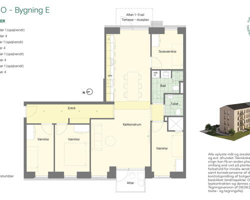 Fløjhusene - Bygning E - Stor og lys 5-værelses lejlighed i høj kvalitet med altan og plads til hele familien