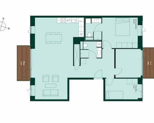 Nyere lys lejlighed, med to altaner, i populært område