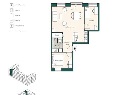 3 værelses lejlighed i København S