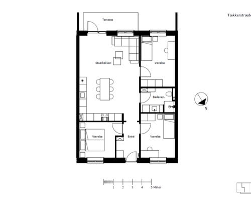 Moderne 4-vær. bolig i stuen med kæmpe, solrig terrasse! Tæt på indkøb. Gulvvarme i hele boligen