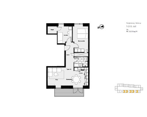 Velindrettet 3 værelses bolig med stort badeværelse, lyse rum og perfekt belligenhed