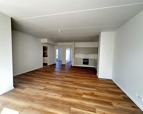 Delevenlig lejlighed med stor altan og udsigt over fjorden