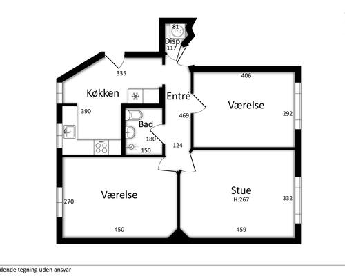 3 værelses lejlighed i København Ø