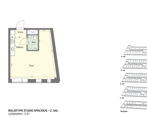 Lyst studio med plads til det hele