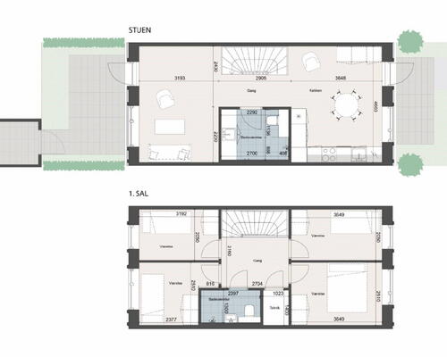 Lyst rækkehus med 5 værelser, to badeværelser, egen have og godt fællesskab