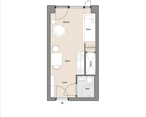 1 værelses lejlighed i Århus N