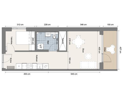 Moderne 2 værelses gavlbolig med egen altan mod vest mod aftensolen! +50 seniorbofællesskab