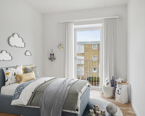 Fløjhusene - Bygning E - Stor og lys 5-værelses lejlighed i høj kvalitet med altan og plads til hele familien