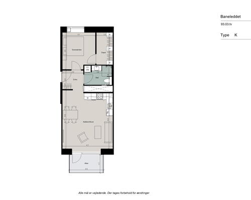 Stor 2-vær. bolig på 3. sal. Alt i hårde hvidevarer, altan og kæmpe vinduespartier mod syd