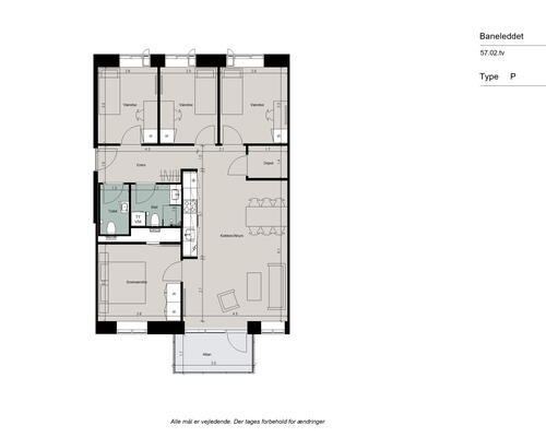 Delevenlig 5-værelses lejlighed på 2. sal med solrig altan. Gulvvarme og nem parkering til ejendommen. Elevator og vaskesøjle - Ingen bindingsperiode!