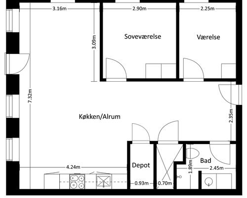 3 værelses lejlighed i Frederikssund