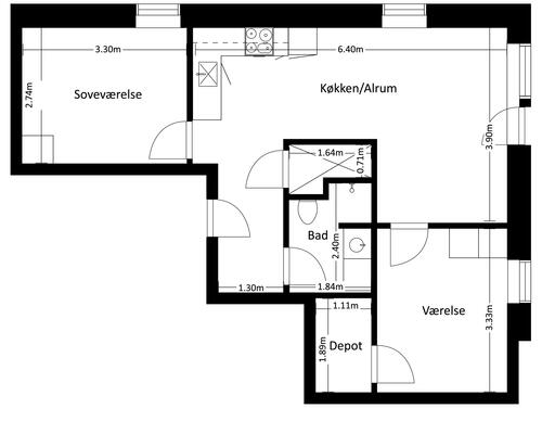 3 værelses lejlighed i Frederikssund