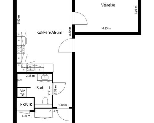 3 værelses lejlighed i Roskilde
