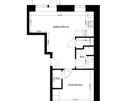 2 værelses lejlighed i Frederikssund