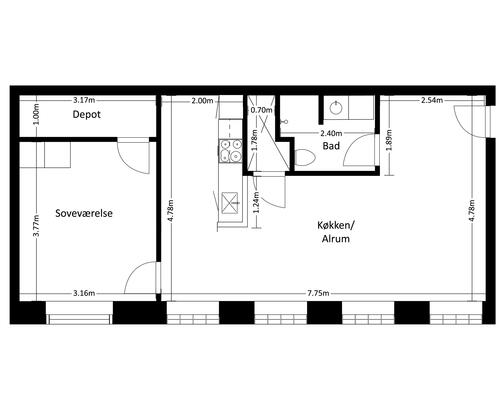 2 værelses lejlighed i Frederikssund