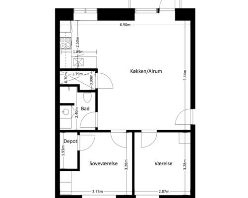 3 værelses lejlighed i Frederikssund
