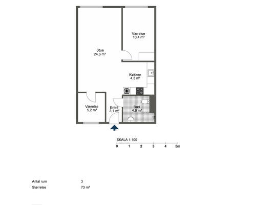 Optimal og delevenlig 3 værelses lejlighed i Odense C
