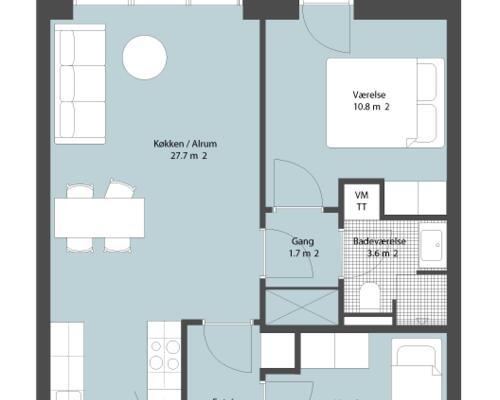Flot 3-værelses i Bibliotekshaven
