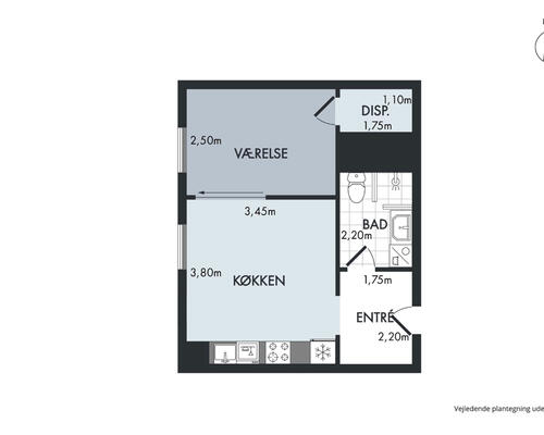 Nyopført 2-værelses i starten af Vestbyen