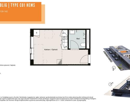 1 værelses lejlighed i Søborg